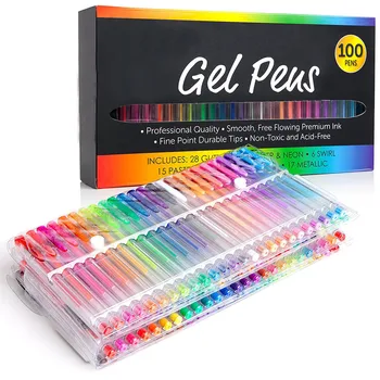 100 Kolorów Zestaw Długopisów Żelowych, Unikalne Kolory Artystyczne Uchwyty Uchwyty dla Dorosłych Kolorowanki Rzemiosło Rysowanie Rysowanie List