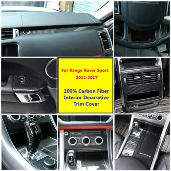 100% Włókno węglowe Wewnętrzna Centralny Panel Sterowania Pokrywa Dekoracyjne Wykończenie Zestawy Do LR Range Rover Sport 2014-2017 Akcesoria Samochodowe