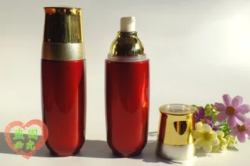 100pcs hurtownia czerwone szklane puste butelki do kosmetycznego balsam o pojemności 100 ml z pokrywą złota, pakowanie kosmetyków z czerwonego szkła o pojemności 100 ml