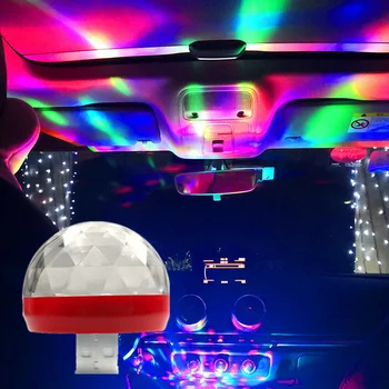 1szt Wnętrze Samochodu Dekoracyjne Atmosfera Neony Kolorowe LED USB RGB Wystrój Muzyczna Lampa Mini Kolorowe Reflektory Samochodowe Akcesoria