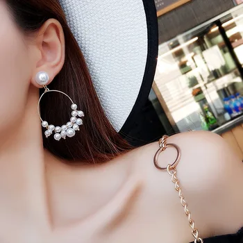 2019 Nowe Mody Biżuteria Temperament Dziki Oorbellen Imitacja Masy Perłowej Pierścionki Kolczyki Brincos Pendientes Kolczyki Dla Kobiet