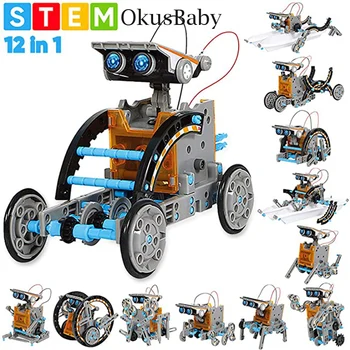 2021 DIY Zebrane Zabawki 12 w 1 Słoneczna samochodem-zabawką Inteligentny Robot Dzieci Wczesne Edukacyjny Zestaw Klocków Zabawka