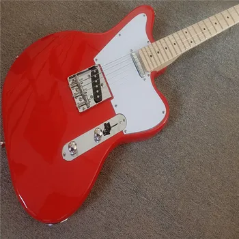 2021！ Wysokiej jakości gitara elektryczna, w kształcie litery T styl, korpus z lipy z klon szyi, duża czerwona farba, gitara elektryczna na zamówienie, bezpłatna wysyłka