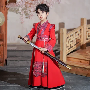 2022 Nowy plac Starożytna odzież Han Garnitur chłopiec Starożytny styl Xia Obsługa klienta Letnia Cienka odzież dziecięca młodego Kreatora