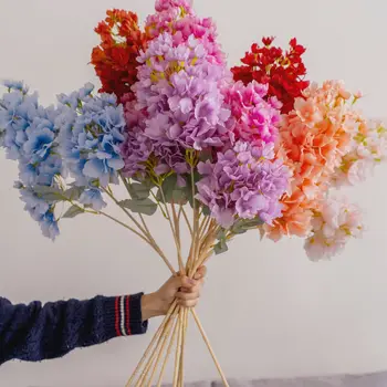 3 głowice hortensje sztuczny jedwab kwiat poprawiny dekoracji domu fałszywy kwiat