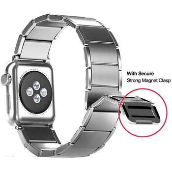 40/44 m Pasek Do Zegarka Apple Watch Series 4 1 2 3 Pasek Na Nadgarstek Ze Stali nierdzewnej z Podwójnym zapięciem Magnetycznym Bransoletka Dla Apple Series 5