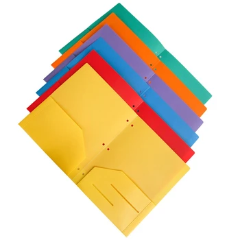 6 Opakowań сверхпрочных plastikowych folderów z dwoma kieszeniami, foldery z kieszeniami, 2 kieszonkowe foldery i 3 otwory, foldery dla plików, 6 kolorów