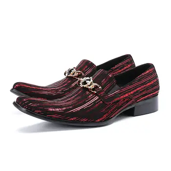 Calzado hombre/ czerwone błyszczące modne buty-оксфорды z naturalnej skóry dla mężczyzn, męskie moda buty z ostrym czubkiem i kryształami, biurowe, biznesowe sapatos