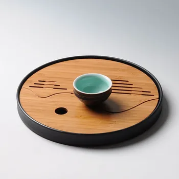 Chińskiego kung-fu bambusa i plastikowy Zestaw herbaty z odprowadzania wody do przechowywania herbaty traval łatwo wziąć okrągłą i kwadratową