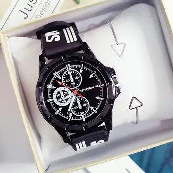 Czarne Białe Silikonowe Zegarki Studenckie Damskie Męskie Sportowe Zegarek Kwarcowy Luksusowe Zegarki Dla Chłopców Para Codziennych Zegarków Relojer Feminino Parejas
