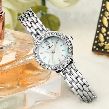 Damskie Zegarki Luksusowe Moda Srebrny Kwarcowy Zegarek Stalowy Sukienka Biznesowe Zegarek Bransoletka Diament Zegarki Dla Kobiet Reloj Mujer