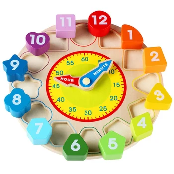 Drewniane Kolorowe Zegarki Puzzle Podczas Nauki Sortowanie Liczb Bloków Układanie Wczesnego Uczenia Edukacyjna Zabawka Prezent
