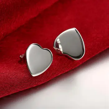 Gorące klasyczne 925 Kolorowe Srebrne Eleganckie kolczyki w kształcie serca do Mody Kobiecej imprezy Ślubnej, Biżuteria, Prezenty Świąteczne