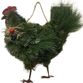 Granden Zewnętrzny Wystrój Kogut Kurczak Domowe Dekoracje Ścienne Zielony Halloween Przed Drzwiami Z Tworzywa Sztucznego Wieniec