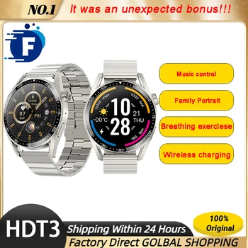 HDT3 Inteligentny Zegarek Z Systemem NFC, Bezprzewodowa Ładowarka, Podwójne Wywołanie BT, Odtwarzanie Muzyki, Tlen W Krwi, GPS Tracker, Męskie Zegarek