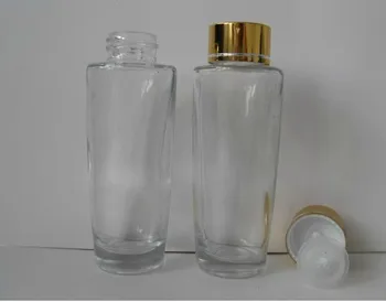 hurtownia 50szt 30 ml przezroczysty stożkowe butelka-kroplówki, z dokręcaną pokrywą, 30 ml szklana przezroczysta butelka olejku ze złotymi blaszkami