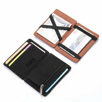Koreańska wersja kreatywnego męski portfel ze sztucznej skóry, Magiczny Krótki portfel, portfel, portfel, uchwyt do kart, Mały portfel na monety zapinana na zamek