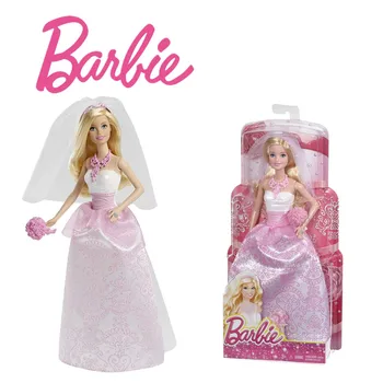 Lalka panny Młodej Barbie, Białe, Różowe Suknia z Welonem, Bukiet, Anime, Rysunek, Model, Lalki, Dziewczynki, Zrób to Sam, w Wyobraźni dziewczynek, Zabawki, Prezent