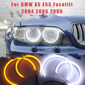 LED SMD Bawełniany Oprawa Zjeżdżalnie Angel Eye Halo Pierścień DRL Zestaw dla BMW X5 E53 Lifting twarzy 2004 2005 2006