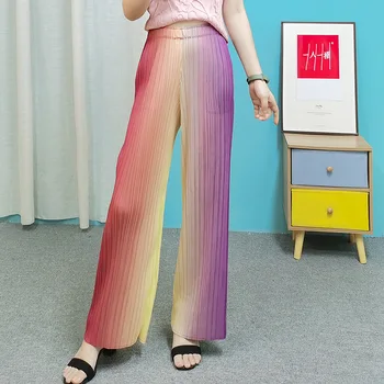 Miyake plisowane spodnie damskie 2022 wiosna i lato gradientu koloru moda casual