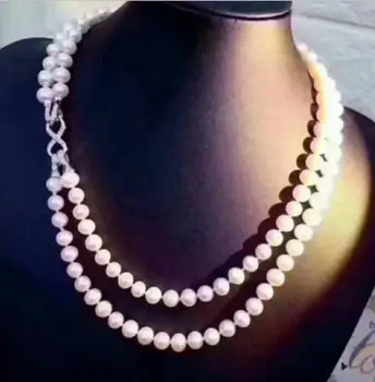 Moda biżuteria szlachetnych biżuteria 8-9 mm białe Słodkowodne naszyjnik z pereł
