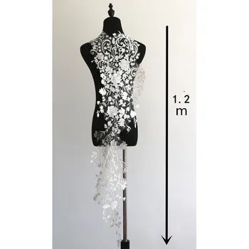 Moda haft koronki ponadgabarytowych naklejka suknia ślubna biżuteria DIY akcesoria