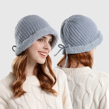 New Teddy Bucket Hats for Women Girls Female Outdoor Plush Thicken Skullies Beanies Winter Warm Cap czapka damska zimowa 2022