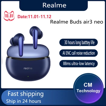 Oryginalny Realme Pąki Air 3 Neo Bluetooth Słuchawki AI ENC Call redukcja Szumów Słuchawki Bezprzewodowe 88 ms Сверхнизкая opóźnienie
