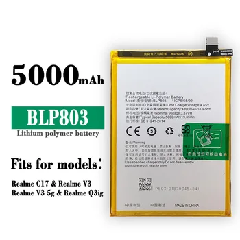 Oryginalny Wysokiej jakości Bateria BLP803 Dla Oppo Realme C17 Realme V3 Realme Q3i 7i Telefonu komórkowego 5000 mah Nowe Baterie