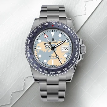 PAGANI DESIGN Wiodącą Marką GMT Zegarki Męskie Luksusowe Szafirowe Automatyczne Mechaniczne Zegarki na Rękę NH34 Wodoodporny Zegarek Ze Stali Nierdzewnej