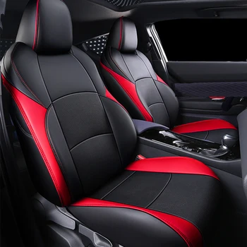 Pokrowce na Poduszki Siedzeń samochodowych Skórzane dla Toyota C-HR Chr Etui Wygodny Niebieski Czarny i Czerwony