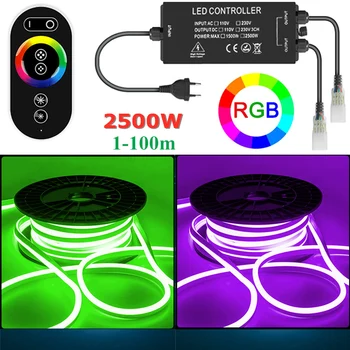 RF Bezprzewodowe Sterowanie Led Neon Taśma 220 W 5050SMD RGB 2500 W Wodoodporny 100 m Max Taśmy Led Ogródek Świąteczny Wystrój Oświetlenie