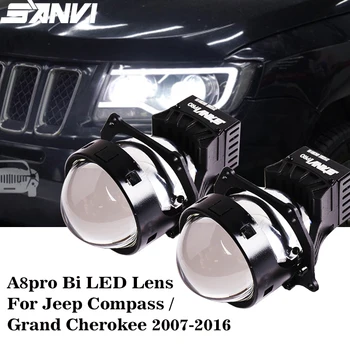 SANVI 2SZT 3 cala A8pro Samochodowa Bi led reflektor z obiektywami Do Jeep Compass /Grand Cherokee 2007-2016 z ramą Hella 3R G5 DIY Zestawy