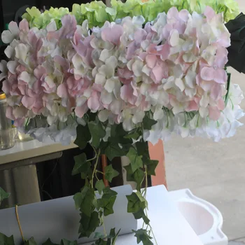 Sztuczny Jedwab Hortensja Kwiat Głowicy Hotel Tło Ścienne Dekoracja DIY Droga Led Ślubny Kwiat Ścienne Dekoracyjne Kwiaty