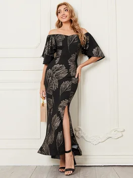 TOLEEN Damskie Luksusowe Eleganckie Maxi Długie Sukienki 2022 Lato Z Otwartymi Ramionami Split Dopasowana Turecki Afrykański Wieczór Szlafrok Vestidos