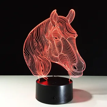 USB Nowość Prezenty 3d dioda led 7 Kolorów Zmiana Zwierzęta Koń Led Lampki Nocne 3D Led Biurko Lampa jako Ozdoba Domu