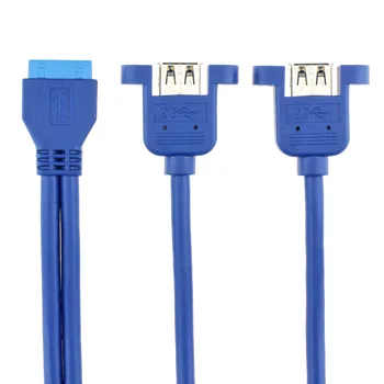 USB3.0 kabel do transmisji danych płyta główna 20p do podwójnego usb3.0 kabel-adapter z ушным niebieskim 0,5 m