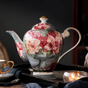 Vintage lub herbaty Z bone china (35 uncji) Dla Пасторального angielskiego Popołudniową Czarnej Herbaty, aparat do Kawy Naczynia, Europejskie dzbanki do kawy, Kreatywny Róża