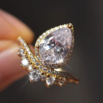 visisap luksusowe duże pierścionki zaręczynowe z грушевым kamieniem dla kobiet tanie temperamentu prezenty dla dziewczyn 2020 wysokiej jakości Darmowa wysyłka H075
