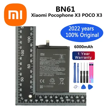 W 2022 Roku Wysokiej jakości Oryginalny Akumulator BN61 6000 mah Dla Xiaomi Pocophone X3 Poco X3 Baterie do telefonów + Narzędzia