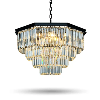 Zabytkowe amerykańskie Kryształowe Retro Żyrandole Lampy LED Sala Restauracyjna Żyrandole lampy Ośmiokątny Kryształ oświetlenie Salonu