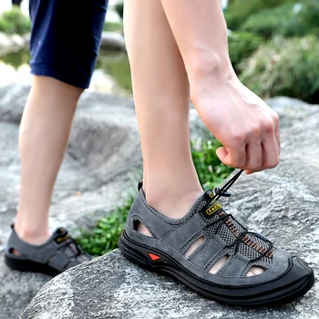 zapatillas/buty; japonki; sandały; kolekcja 2019 roku; męskie obuwie plażowe z naturalnej skóry; buty męskie; męskie kapcie dla Mężczyzn; homme para sandles comfort