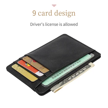 ZONGSHU Mini RFID męski i żeński wytrzymały portfel z klipsem do kilku kart, skórzany bankowy uchwyt na wizytówki, certyfikat folde