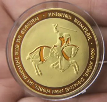 Żółty Koń, Miecz Rycerz Krzyżak Pozłacane Pamiątkowa Moneta Ikonę Medal Na Pamiątkę Wieczorne Artystyczne Prezenty Upominek
