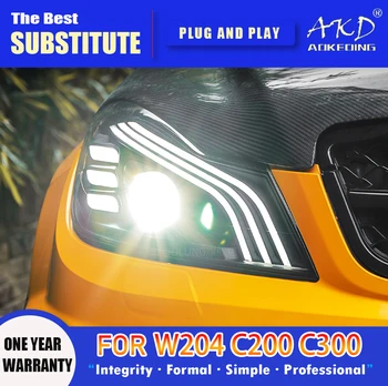 АКД Reflektor do Benz W204 Reflektory Led 2011-2013 Reflektory c200 c260 c300 DRL Kierunkowskaz Światła Anioł Oko Obiektyw Projektora